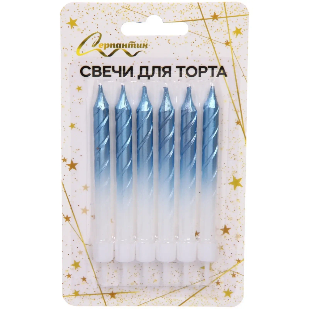 Свечи в торт «Праздничный блеск» 6 шт. 8,1 см, нефрит