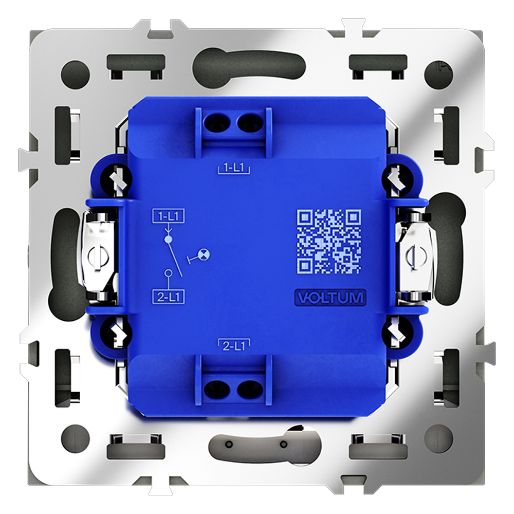 Выключатель встраиваемый VOLTUM S70 одноклавишный с подсветкой 10А, (черный матовый)