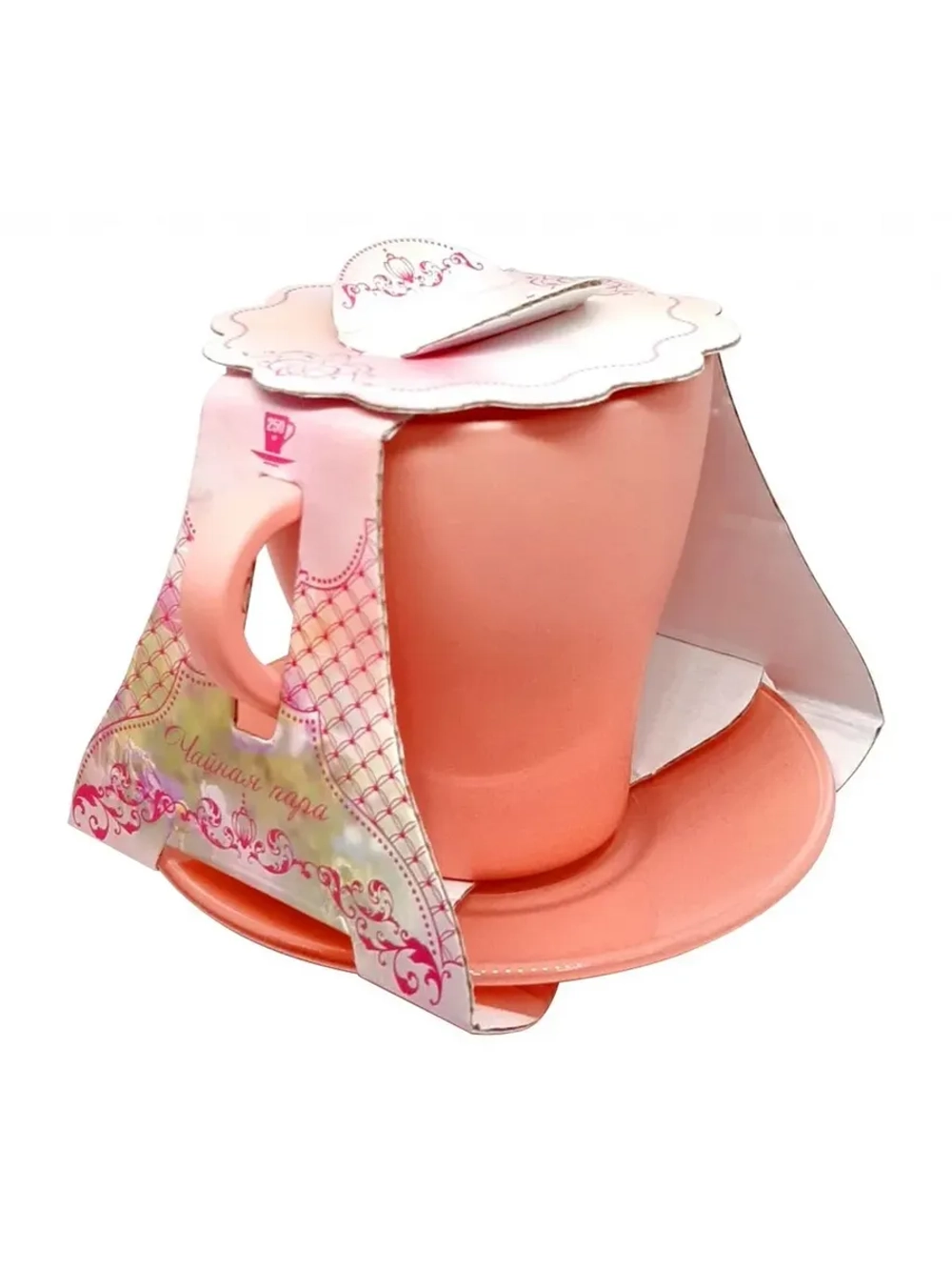 Чайная пара 250 мл , коралловый