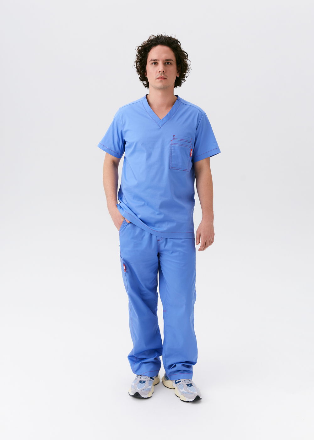 Топ медицинский мужской Гекай, эйр блю хлопок