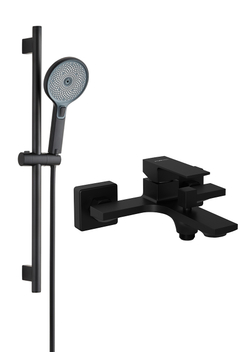 Смеситель для ванны с душем STWORKI Карлстад S35100MB + Душевой гарнитур Гётеборг S03190BK, матовый черный