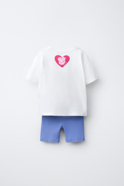 ZARA КОМПЛЕКТ ИЗ ФУТБОЛКИ И ЛЕГИНСОВ-ВЕЛОСИПЕДОК PEPPA PIG ™, СИНИЙ