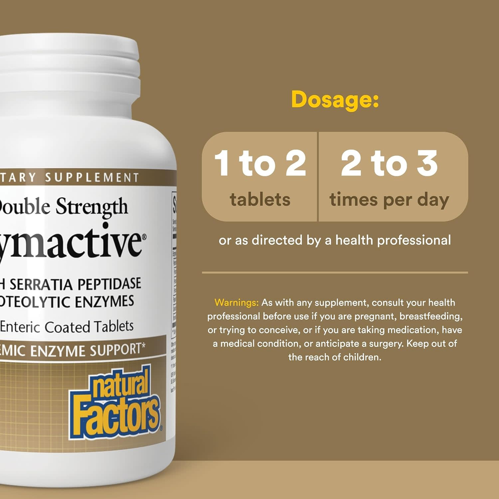 Natural Factors, Zymactive, 30 таблеток, покрытых кишечнорастворимой оболочкой