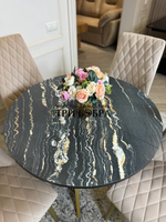 Круглый раздвижной стол "Луанда" и стулья "Бентли" бежевые