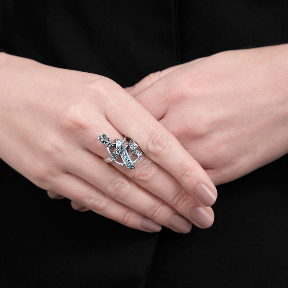 "Ламбада" кольцо в серебряном покрытии из коллекции "Леди" от Jenavi
