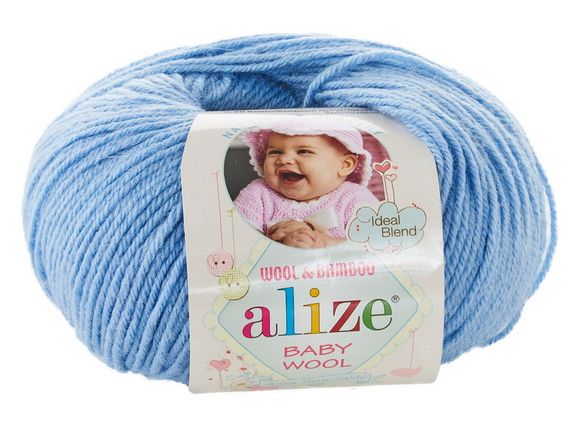 Пряжа Baby wool ( Alize) 40 Голубой, фото