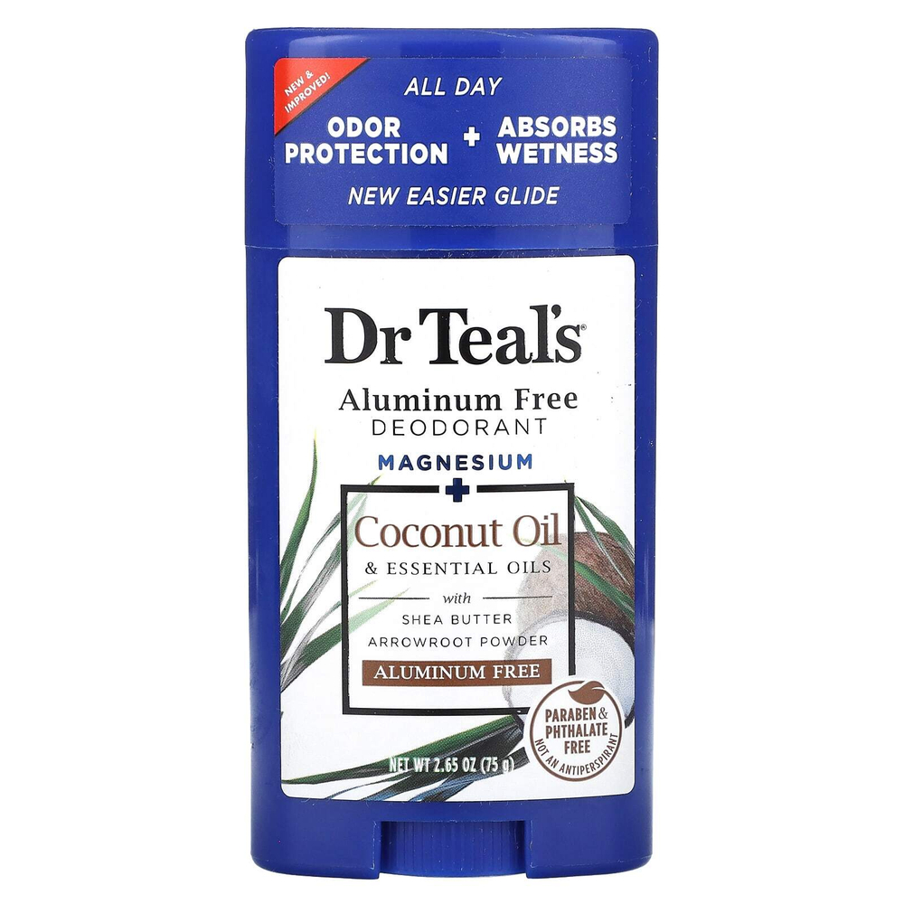 Dr. Teal's, дезодорант без алюминия, кокосовое масло, 75 г (2,65 унции)