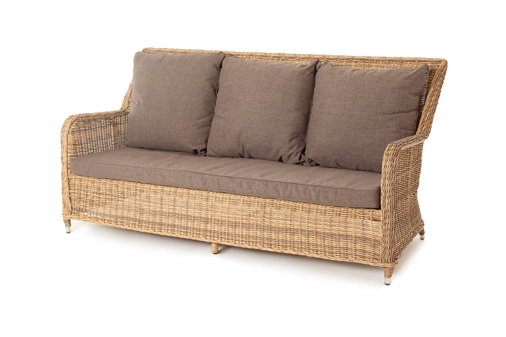 "Гляссе" диван трехместный из искусственного ротанга, цвет соломенный