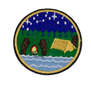 Нашивка термоаппликация на одежду и на рюкзак. Bear party. Горы, Путешествия