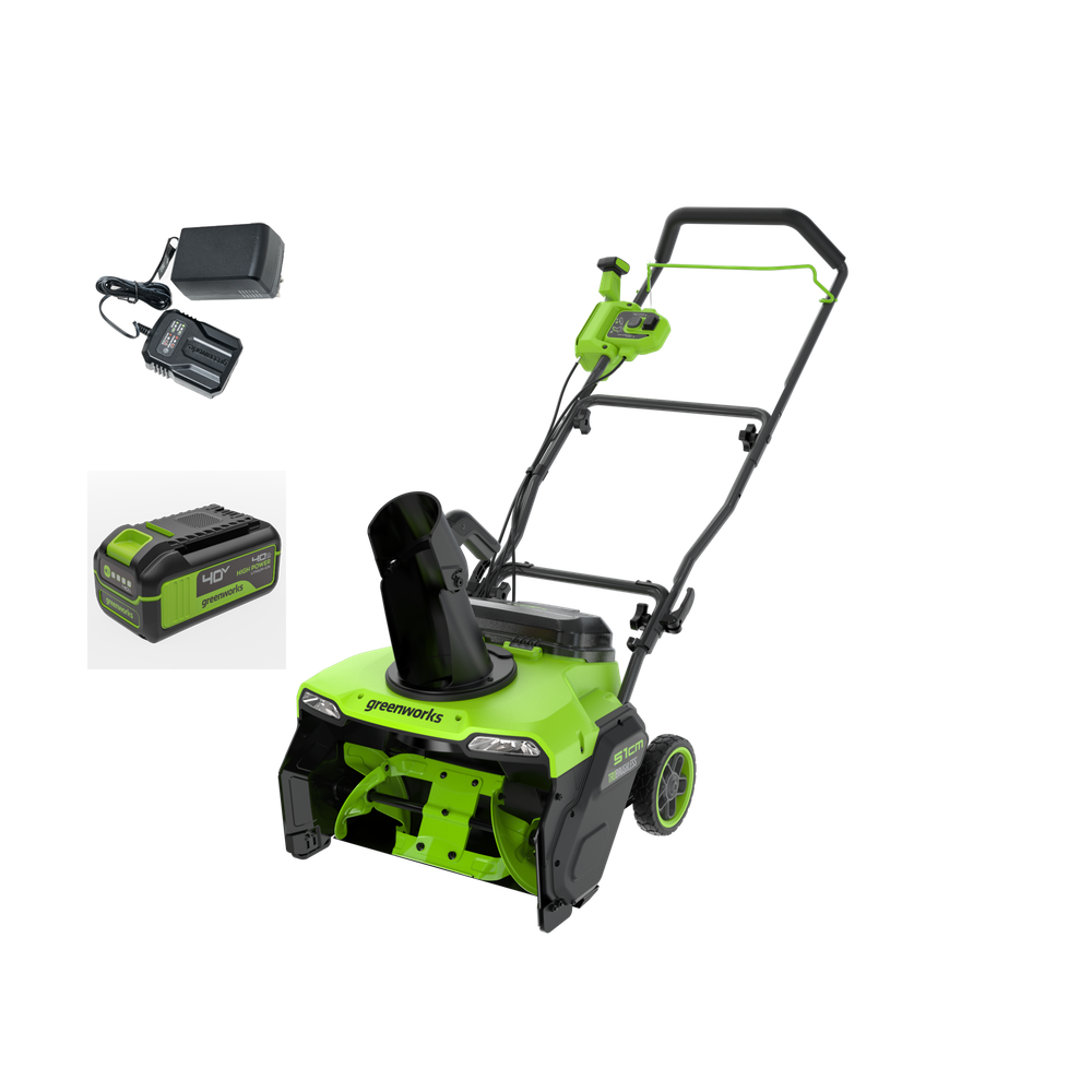 Снегоуборщик аккумуляторный бесщеточный Greenworks GD40STX2, 40V, 51 см, с 1хАКБ 4 Ач и ЗУ (2603407UB)