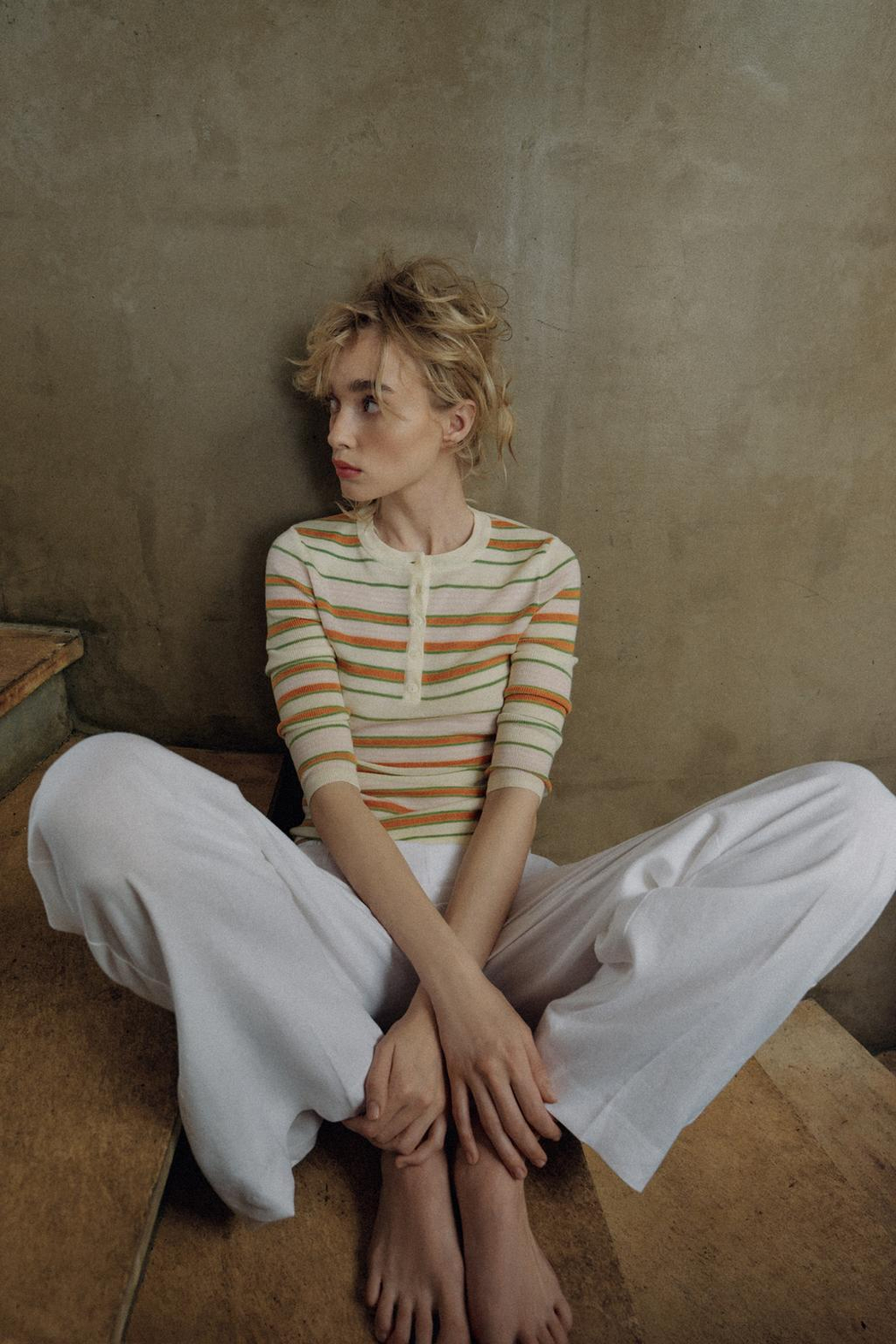 ZARA ДЖЕМПЕР ВЯЗАНЫЙ НА ПУГОВИЦАХ, ПОЛОСКИ