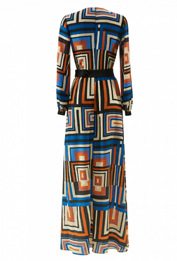 Креповое платье с длинной юбкой - трапеция мульти 14-01-20 SS