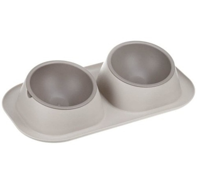 Миска ТВИКС пластик двойная 2*0,2л капучино