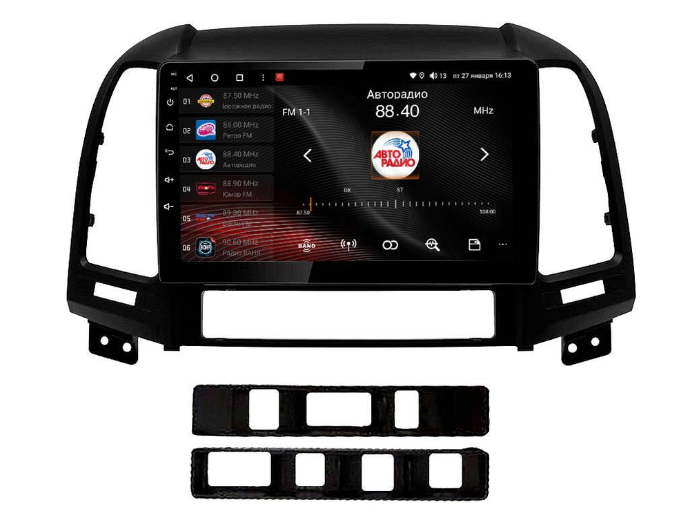 Магнитола для Hyundai Santa Fe 2006-2012 (рамка черная) - Vaycar VA23-0008 на Android 13, 8-ядер, 4G SIM-слот