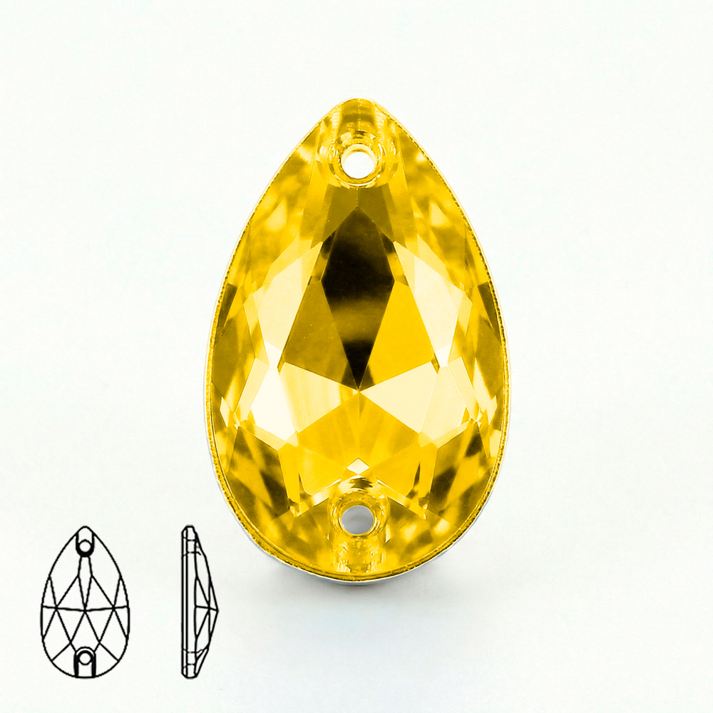 Пришивные стеклянные стразы (Topaz / Топаз, форма “капля” / Teardrop)