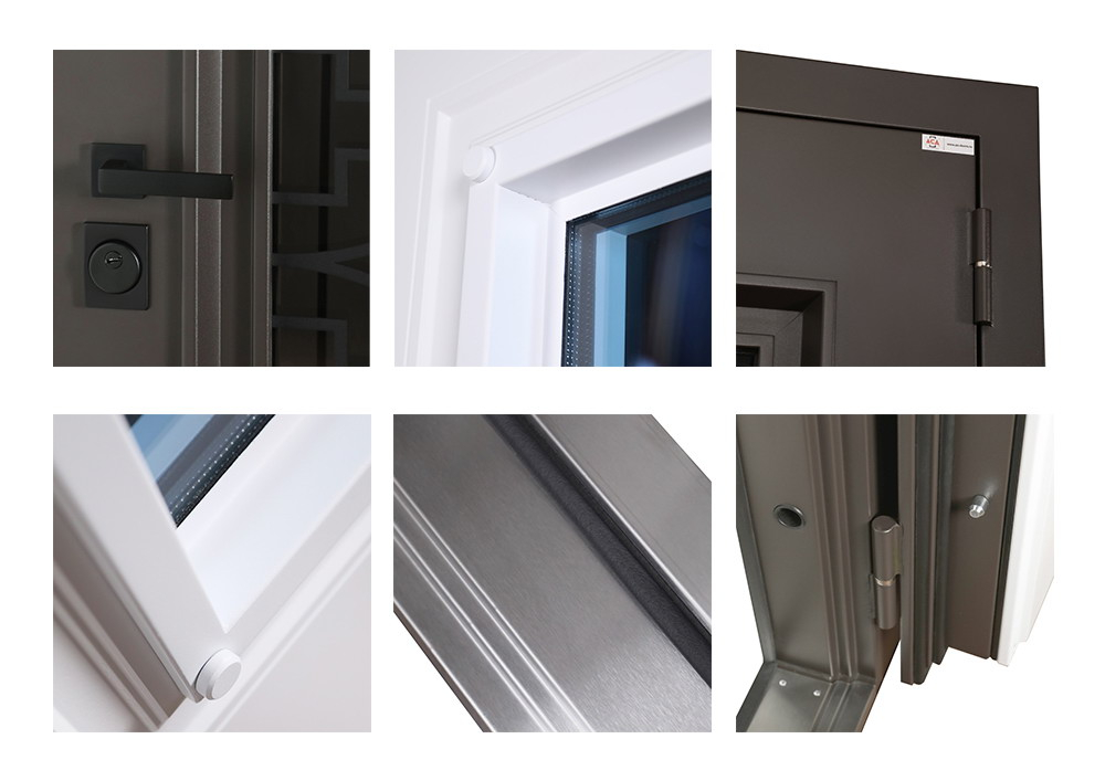 Стальная дверь "Поларис" с окном и лазерной резкой (терморазрыв 3к).