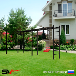Уличная шведская стенка Sv Sport рукоход х 2 с комплектом турник прямой У50433 (Со спинкой/Кронш бокс)