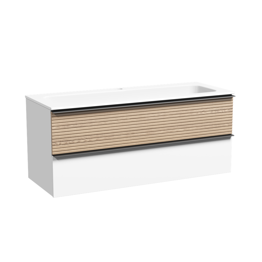 Тумба с раковиной Sancos Delta 120 см DL120W дуб светлый / матовый белый