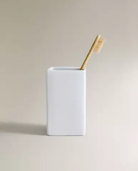 ZARA HOME ФАЯНСОВЫЙ СТАКАН ДЛЯ ЗУБНЫХ ЩЕТОК, БЕЛЫЙ