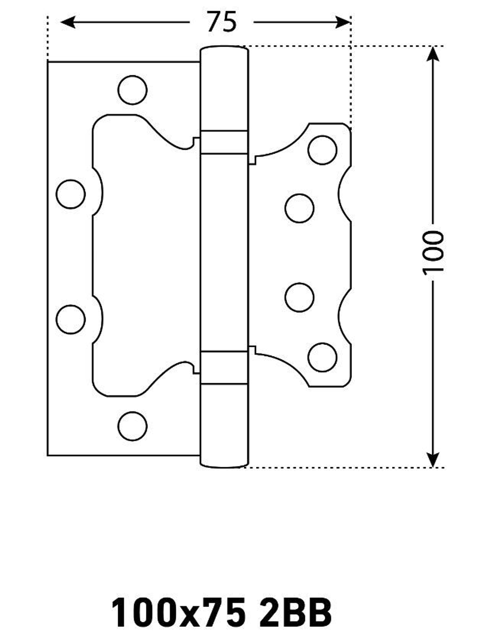 Петля  БЕЗ ВРЕЗКИ  АЛЛЮР  накл. 2BB CP хром  (цена за 2шт) 100*75   2 подш. БЛИСТЕР  / 1 045