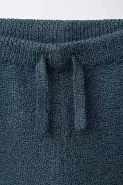 ZARA ТРИКОТАЖНЫЕ БРЮКИ С ВЫШИВКОЙ СОБАЧКИ, ГЛУБОКИЙ СИНИЙ