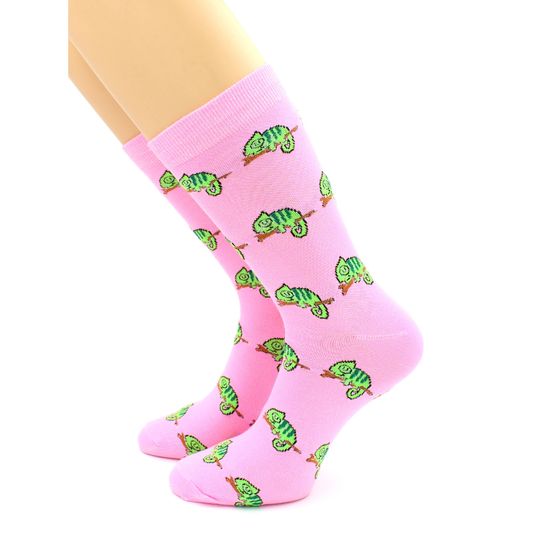 Носки с принтом "Хамелеон" розовые Hobby Line