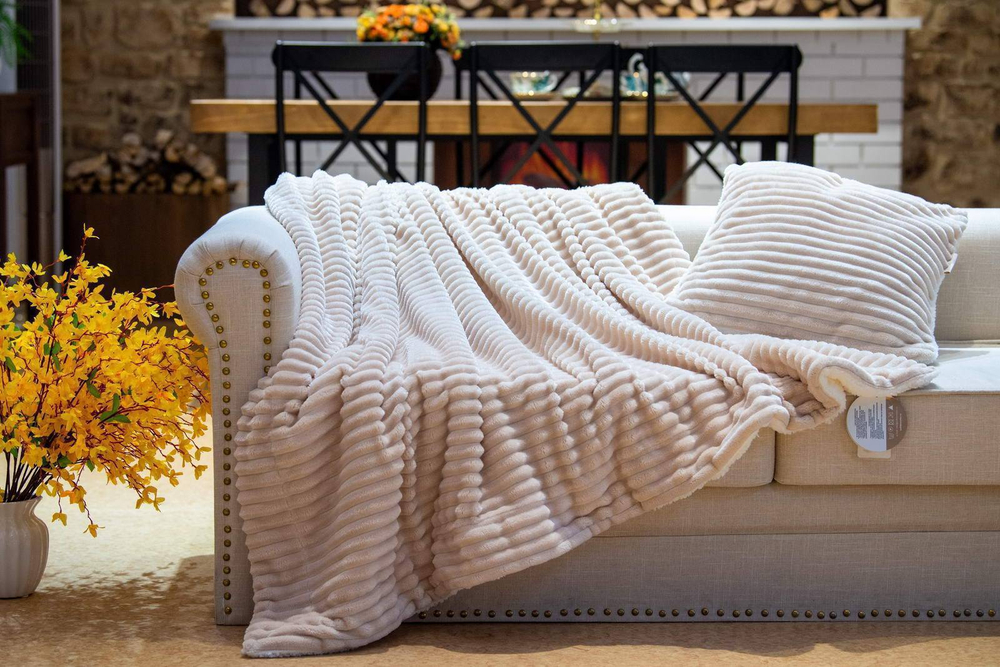 Плед 160x220 Sofi De MarkO Полоса бежевый