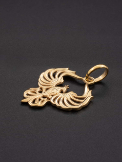 Подвеска птица феникс из серебра с позолотой