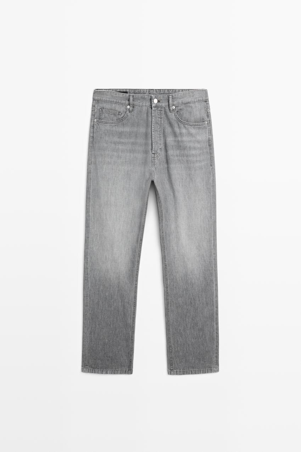 Massimo Dutti Легкие джинсы прямого кроя, серый меланж