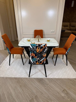 Кухонный раскладной стол "Прадо" белый мрамор и 4 стула ТРОПИК