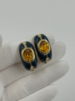 Клипсы с синей эмалью и кристаллами Burberrys