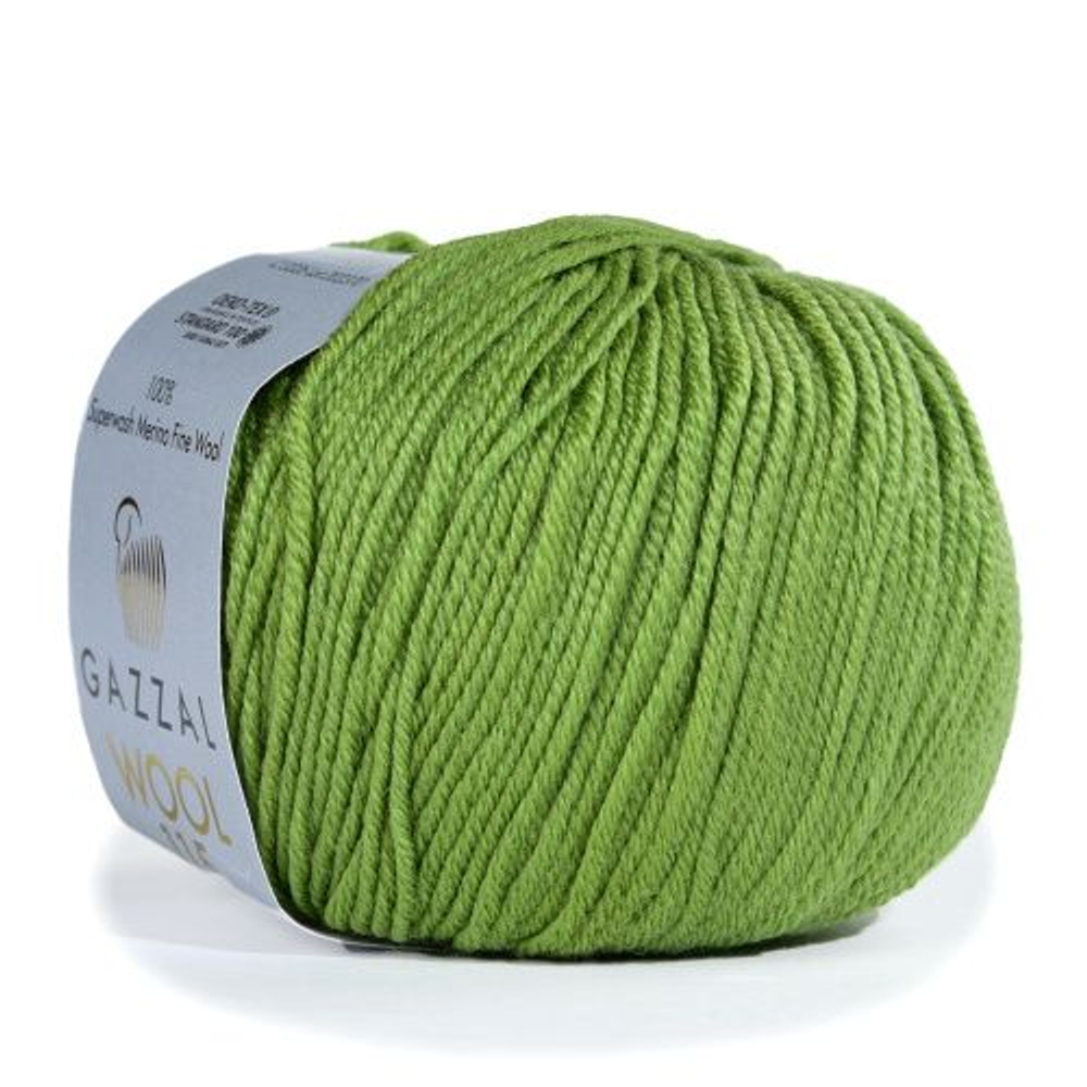 Пряжа GAZZAL Wool 115 цвет 3326 св. зеленый 50 гр. 115 м 100% тонкая шерсть мериноса супервош