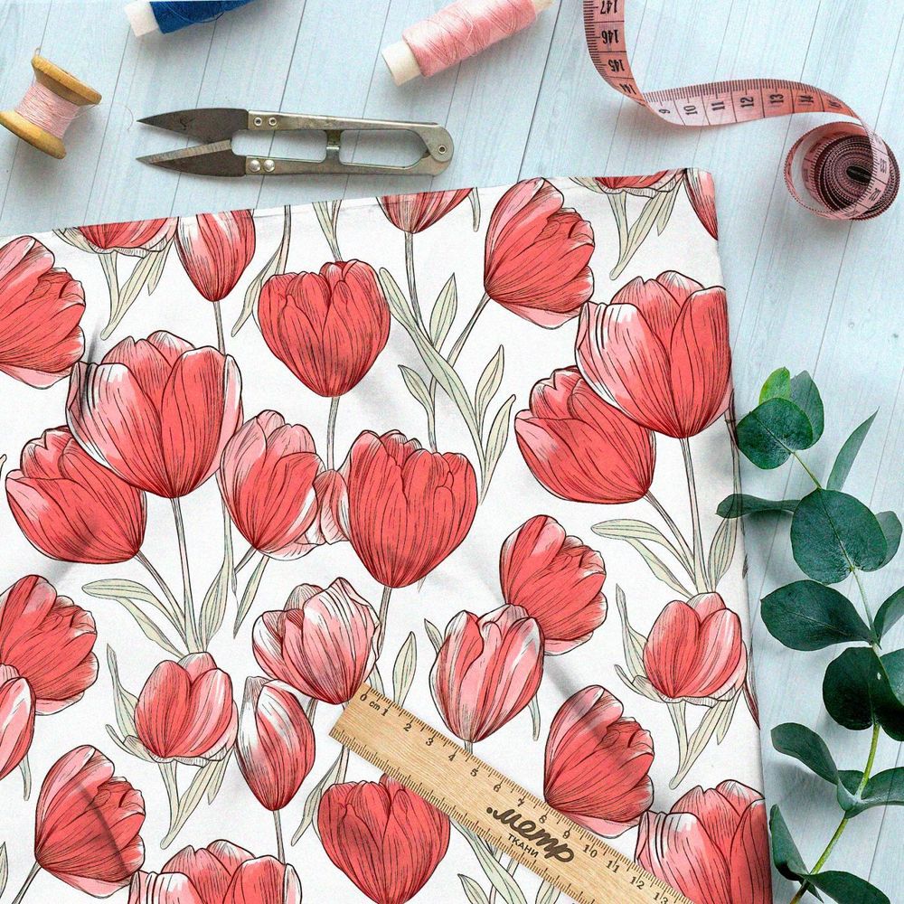 Ткань Барби живописные тюльпаны