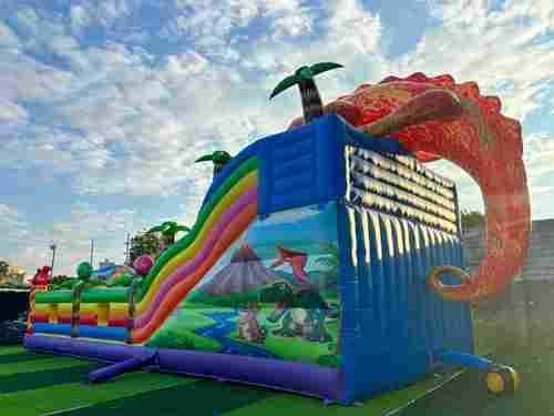 Коммерческий надувной батут «Хамелеон и динозавры Ультра 3» 12*6*6 м