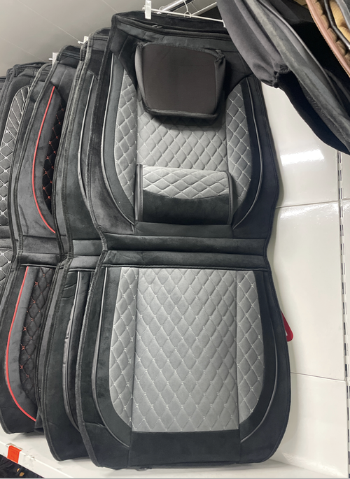 AA - 05 Серый / Комплект чехлов на Передние сиденья, ткань серая, строчка серая, замша, 2 предмета, серия: эко ком-фо (за комплект) Оптом