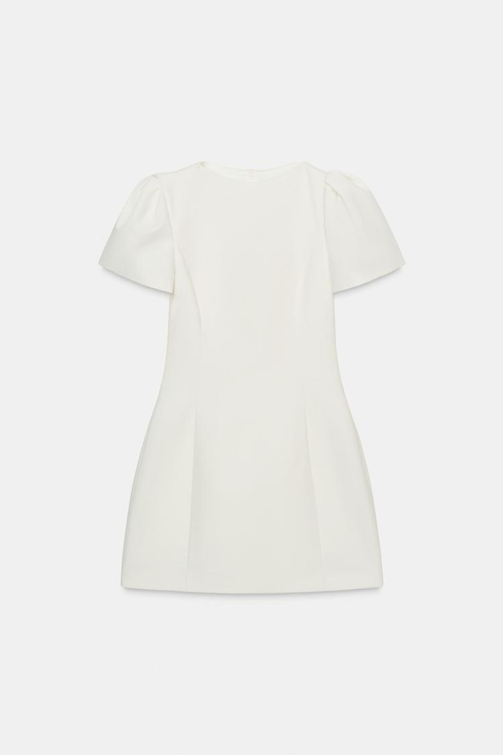 ZARA КОРОТКОЕ ПЛАТЬЕ СО СКЛАДКАМИ И КАРМАНАМИ, ЭКРЮ