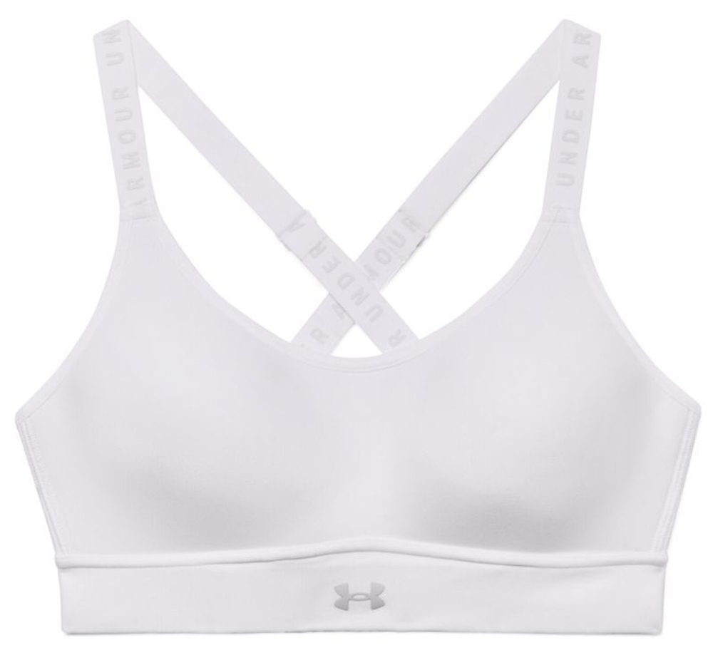 ТОП теннисный Under Armour Women's UA Infinity Mid Covered Sports Bra - white/halo gray