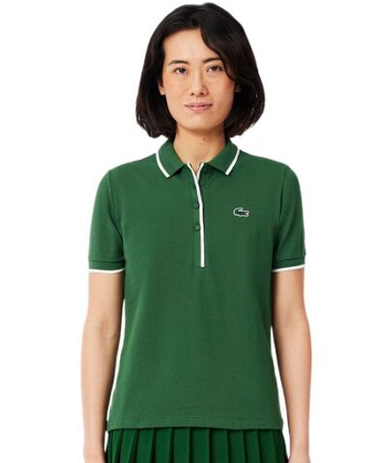 Женское поло Lacoste Regular Fit Tennis Heat Regulating - green/white