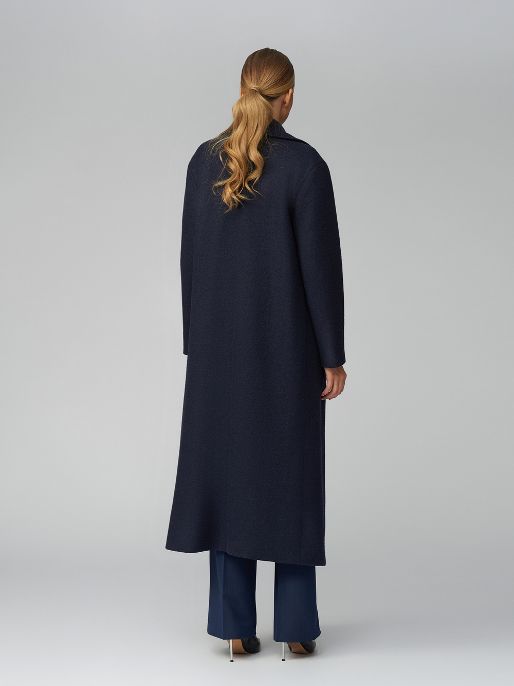 Пальто прямое темно-синие
