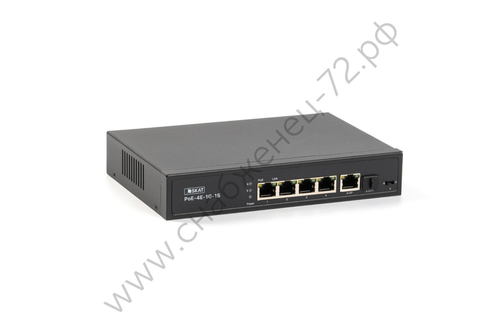 SKAT PoE-4E-1G-1S коммутатор PoE Plus, мощность 80Вт, порты: 4-Ethernet, 1-Uplink, 1-SFP
