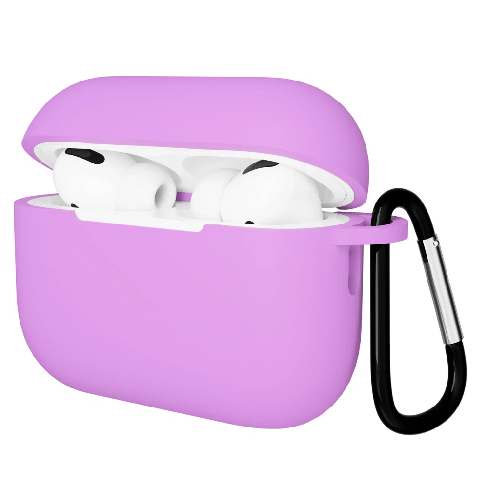 Чехол для Airpods Pro 2 Gurdini прорезиненный soft touch c карабином Пурпурный