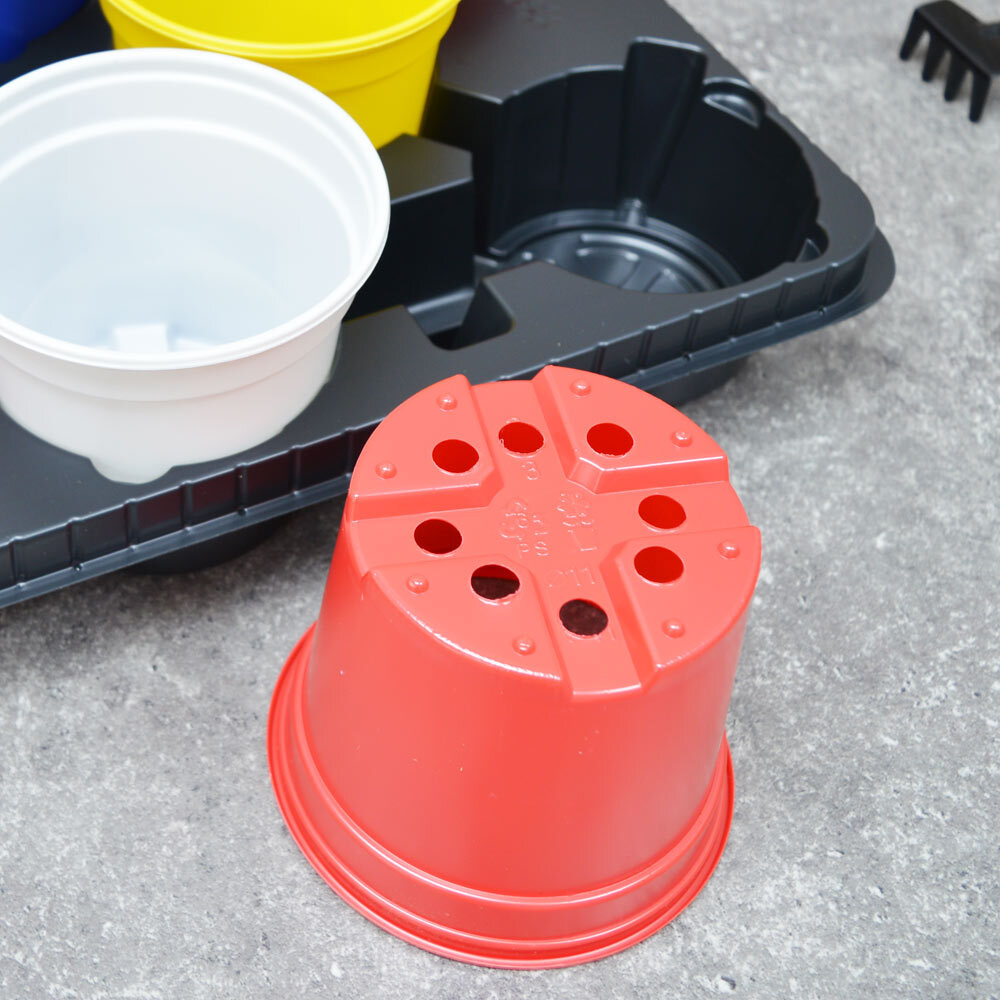 Набор для рассады: 8 круглых цветных горшков на поддоне