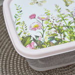 Контейнер для продуктов 0,85л прямоугольный "Цветущий луг" (светло-розовый)