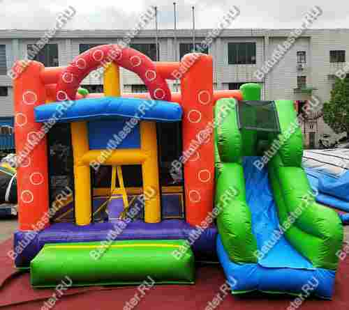 Детский надувной батут "Радужный домик" 4*3,5*2,7 м