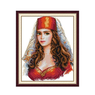 "Девушка в красном"-RA710 вышивка