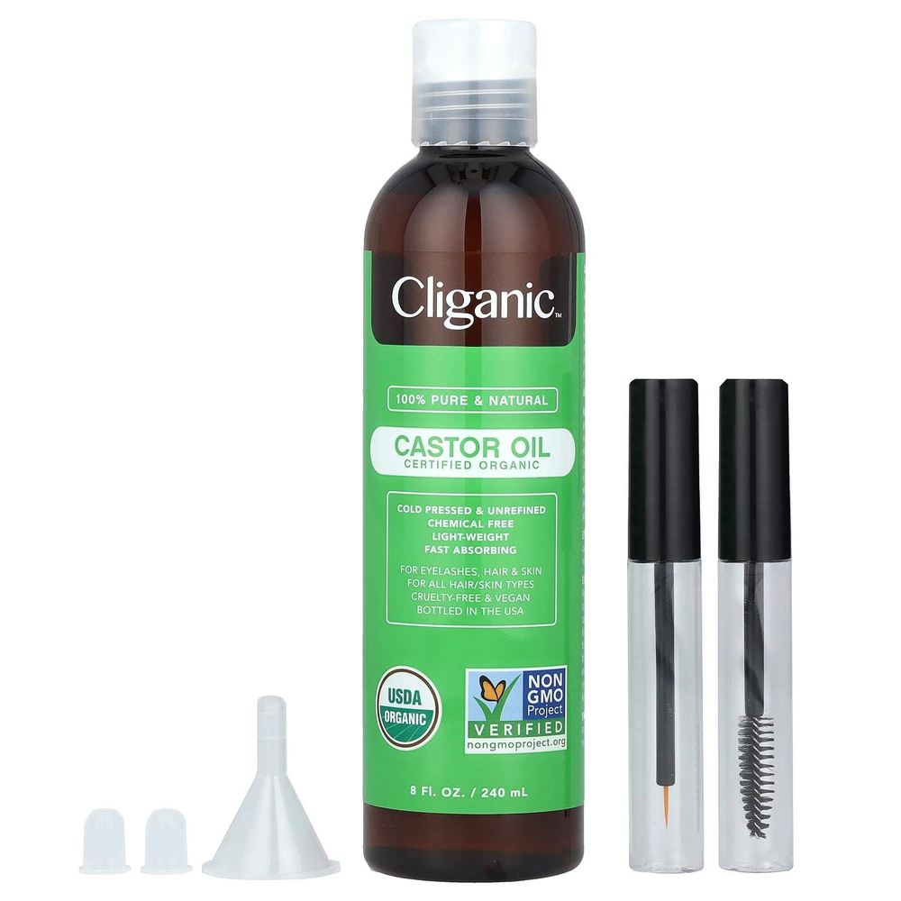 Cliganic, 100% чистое и натуральное, органическое касторовое масло, 240 мл (8 жидк. унц.)