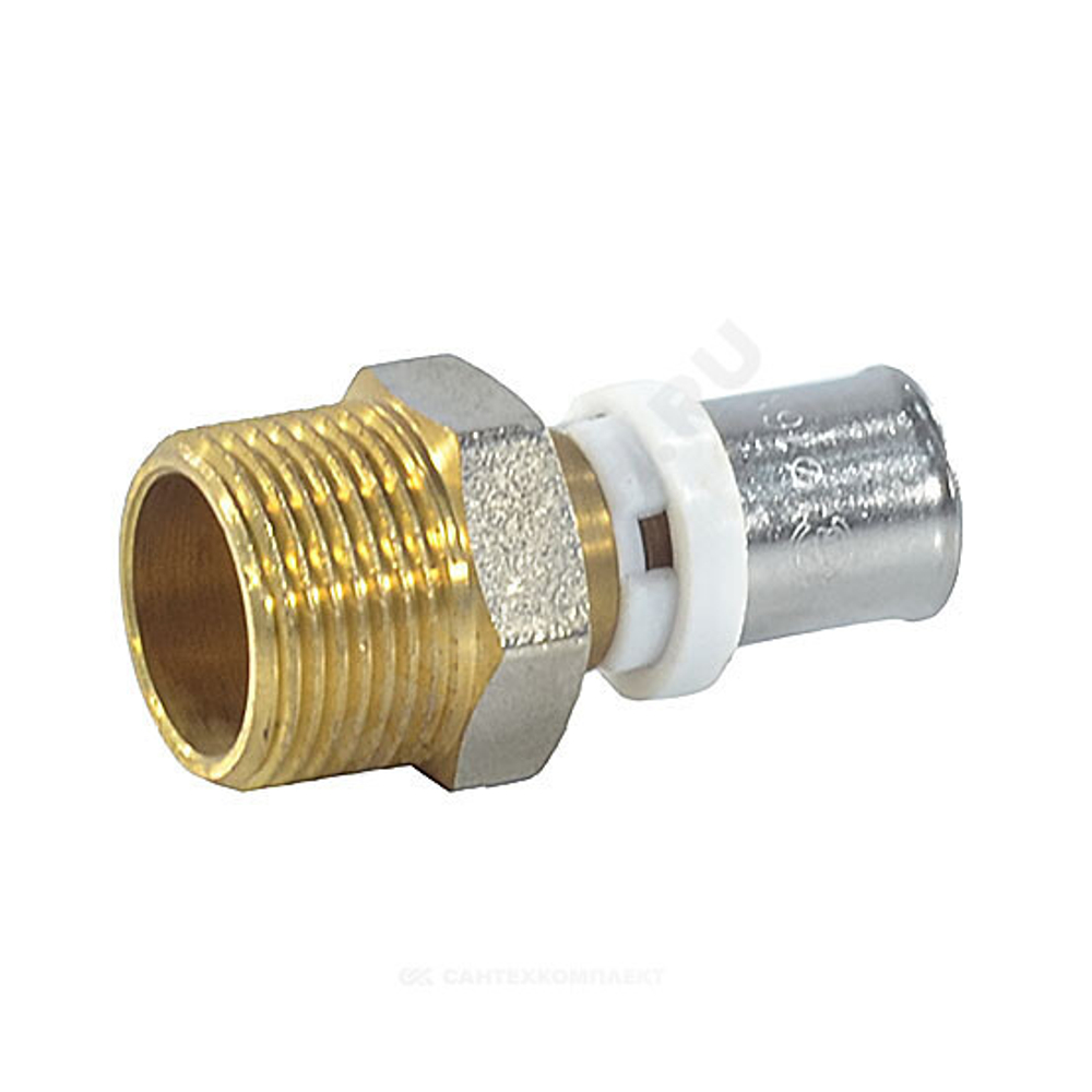 Муфта МП латунь никель пресс Дн 26х3/4" НР ГОСТ 32415-2013 8001 Aquasfera 8001-05