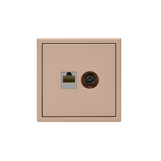 Розетка компьютерная + телевизионная 2-м СП ArtGallery RJ45 кат.5E + TV механизм песочн. SE GAL001289