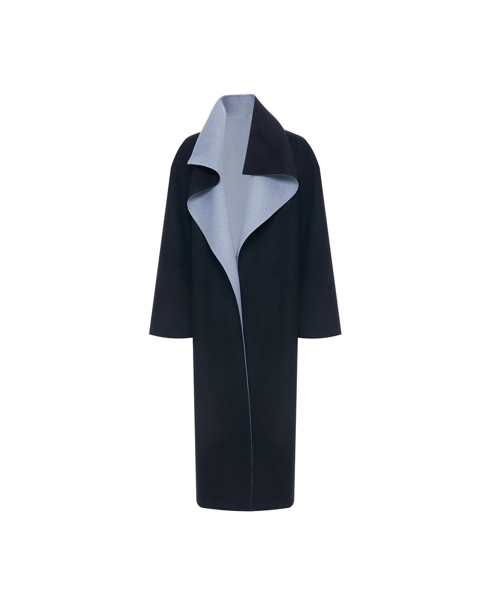 Пальто двустороннее из шерсти Берберри черно-голубой