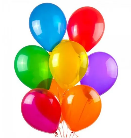 Воздушный шар 12″ надутый гелием, в ассортименте, без рисунка